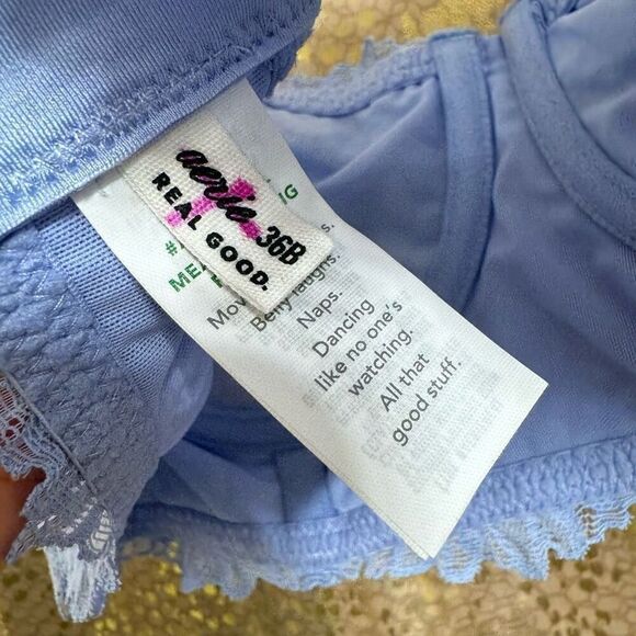 Aerie Light Blue Lace Underwire Balconette Bra 36B NWT - Picture 7 of 7